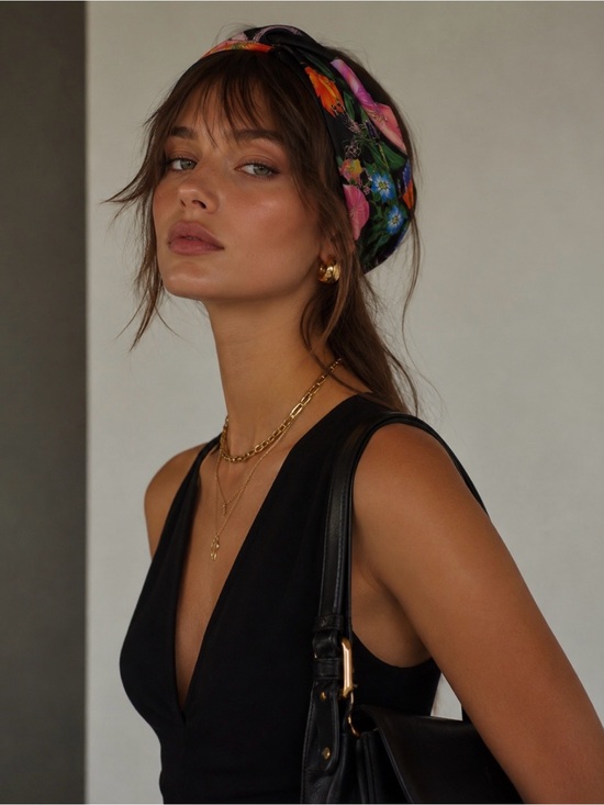 Gucci Accessories - Gucci Floral Silk Twilly Scarf in Black, Orange, Purple, Pink
